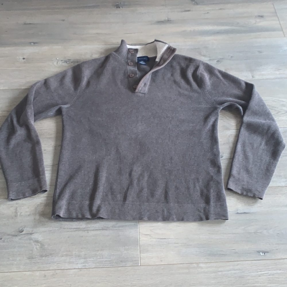 Mantles Brown Button Sweater Small